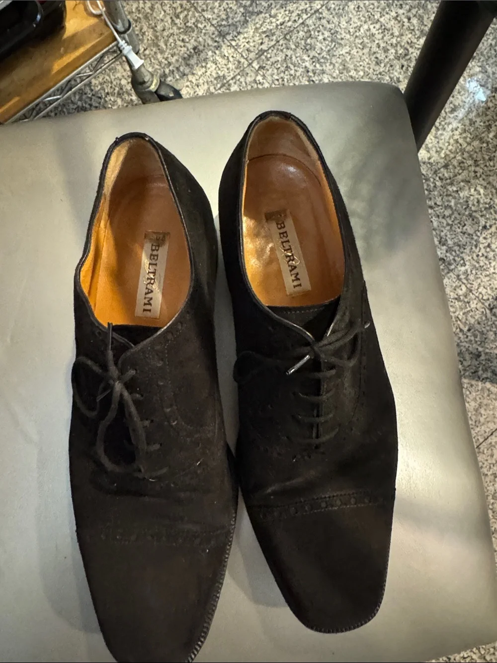 Black Suede Lace-Up Derby Shoes for Men